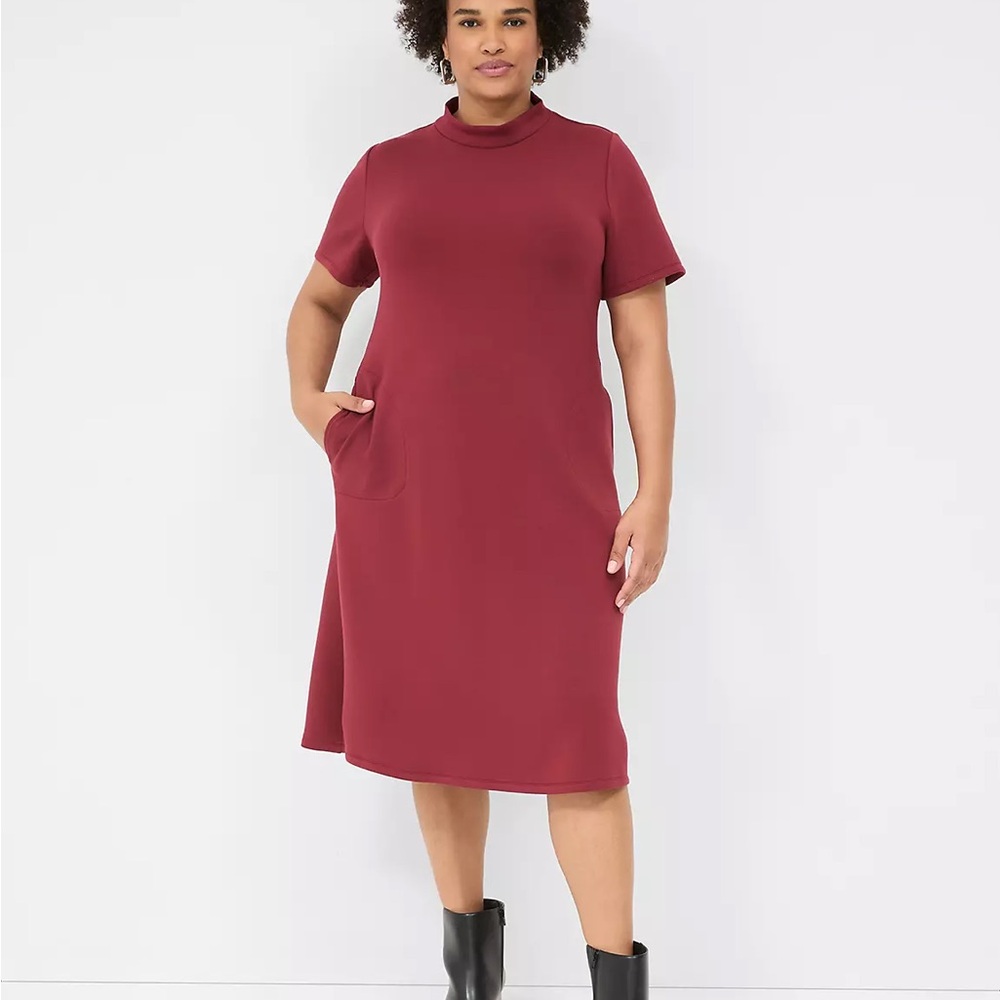 Lane Bryant 22/24 Journey Short-Sleeve Mock-Neck Dress